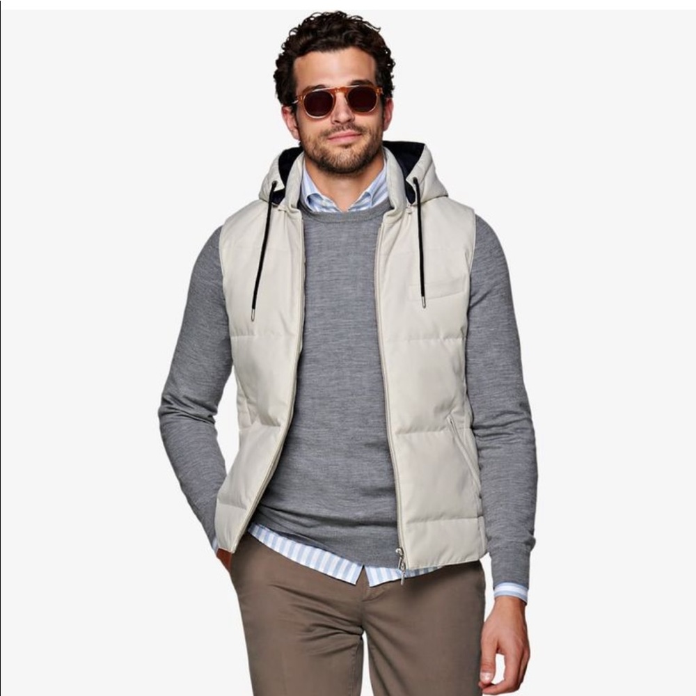 Suitsupply Cream Hooded Vest